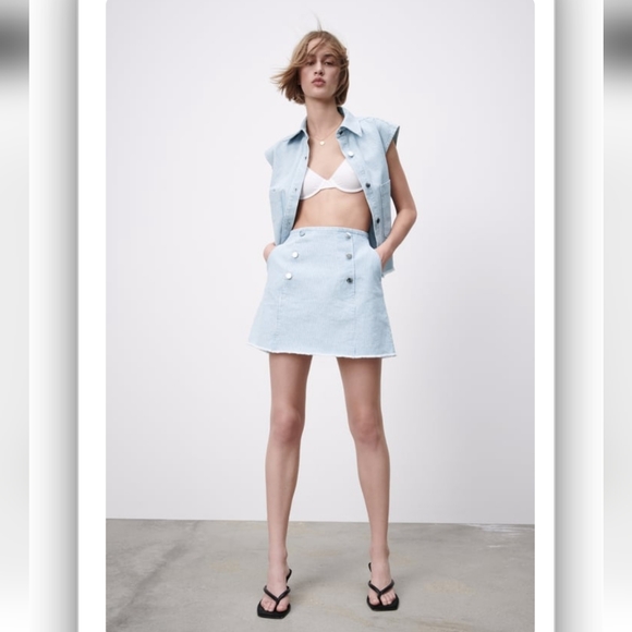 ZARA Denim striped skirt - Picture 1 of 11